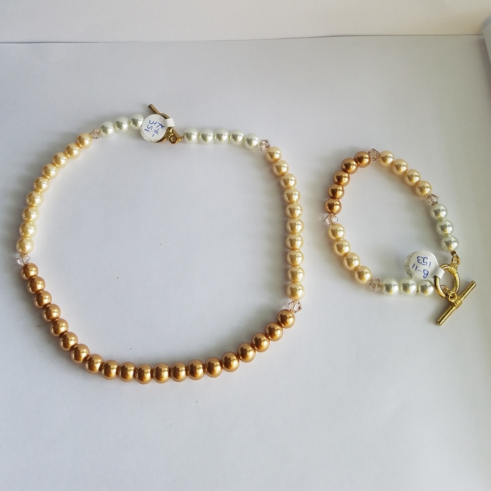 Swarovski Elements Metallic Bronze Faux Pearl Bracelet Handmade NWT - Picture 11 of 17
